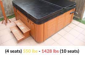 The typical hot tub which is 8 feet long and 8 feet wide will usually weigh around a tub that has a dry weight of 700 pounds on the other hand, can have a total weight of as much as 6,000 pounds. How Much Does A Hot Tub Weigh Empty Filled People Hot Tubs Report