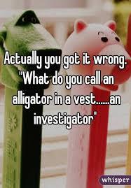 Actually You Got It Wrong What Do You Call An Alligator In A Vest An Investigator How To Get You Get It Raunchy