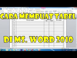 Cara Membuat Tabel Di Ms Word 2010 Youtube