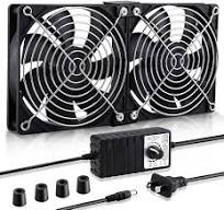 Wathai Big Airflow 2 x 120mm 240mm Computer Fan with AC Plug Cabinet Fan  110V 240V AC Power Supply, Speed Controller 3V to 12V, for Mining Machine  ...