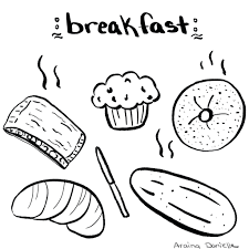 Black And White Bagel Breakfast Black And White Illustrations Bagels Croissants Pastries And Muffins Bakery Black And White Illustration Illustration Childrens Illustrations