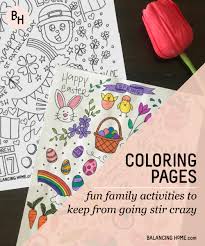 If you see flowers or leaves around, go for a little scavenger hunt and decorate your coloring pages with nature! Spring Coloring Pages Balancing Home