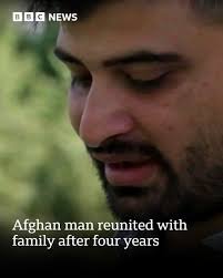 An Afghan man has said he has "no words to express how thankful" he is  after being reunited with his wife and children after nearly four years  apart. Tap the link to