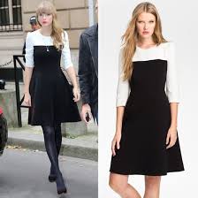 Winner gets 12 props pic has to b big. Taylor Swift Wearing Black And White Colorblock Dress Popsugar Fashion