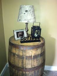 Old Barrel Used As A End Table Barrel Decor Barrel Table Old End Tables