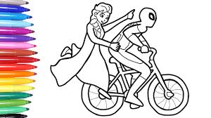 .cyclist coloring page, cycling coloring pages, cycling coloring page, bike riding pictures pages, bikes coloring page, bike riding coloring page, cyclist coloring page, cycling coloring page. Spider Man Bicycle Coloring Pages For Kids Coloring Elsa And Spiderman On Bike Coloring Pages Youtube