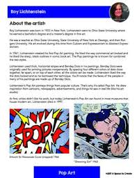 Roy Lichtenstein Art History Workbook Pop Art Famous Artist Unit Roy Lichtenstein Art Pop Art Art History