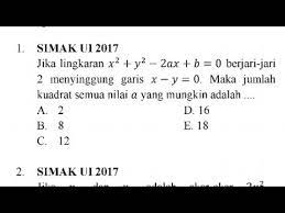 Jika 2ᵃ = 3, 3ᵇ. Pembahasan Soal Simak Ui 2017 Matematika Ipa No 1 Persamaan Lingkaran Youtube