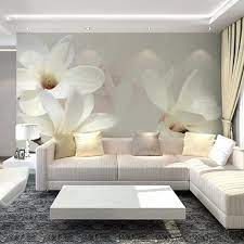 Wholesale European Style White Flower Murals Wallpaper 3d Mural Photo Wall Papers For Bedroom Home Deco Wallpaper Living Room Classy Living Room Living Room Tv