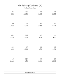 Multiplication worksheets and online activities. Multiplying Decimals Worksheet Two Digit By Two Digit With Various Decimal Places Multiplying Decimals Multiplying Decimals Worksheets Decimals Worksheets