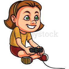 Video games cartoon 11 of 54. Little Girl Playing Video Games Cartoon Clipart Vector Friendlystock Cartoon Clip Art Clip Art Cartoon