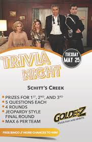 Schitt's creek has given us six seasons of hilarity and sweetness. Goldeez Tonight S Trivia Is A Favorite Join Us For Schitt S Creek Trivia Starting At 7pm Ü¦ÜÜ£Ü'Ü˜ÜŸ