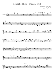 Romantic Flight How To Train Your Dragon Ost How Train Your Dragon How To Train Your Dragon Violin Sheet Music