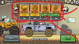 Hill Climb Race 2 How To Upgrade Your Super Diesel Truck For Easy Wins Hill Climb Racing Hill Climb Tool Hacks