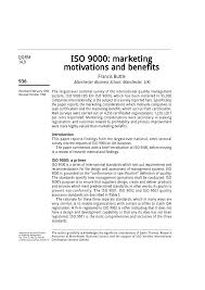 Pdf Iso 9000 Marketing Motivations And Benefits