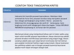 Teks tanggapan kritis merupakan materi bahasa indonesia kelas 9 smp, untuk lebih memahaminya, berikut materi tentang pengertian teks tanggapan kritis dan contohnya lengkap. Contoh Teks Tanggapan Kritis Pengertian Fungsi Ciri Ciri