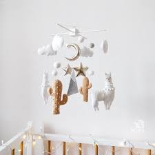 chambre de bebe mobile lama cactus creche mobile lama etsy baby crib mobile baby mobile baby cribs