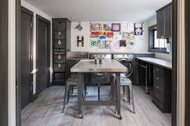 If you have ever wished you could craft with your friends, you've gonna love this ikea craft room idea from my blue bike 101. Dark Brown Wood Craft Room Island Design Ideas