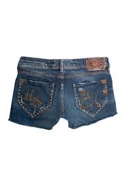Ross Disera Denim Shorts With Studs And Gold Shimmering Stones In Size 25 Xs Unique Designer Pieces