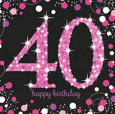 Es nähert sich nun zum 40. 16 Servietten Glitzerndes Pink Und Schwarz 40 Geburtstag Kids Party World