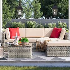 With the largest selection of sectional sets online, secure checkout technology, and prompt, courteous customer. Amazon Com Devoko 5 Pieces Patio Furniture Sets Outdoor Sectional Sofa Manual Weaving Rattan Wicker Patio Conversation Set With Cushion And Glass Table Grey Kitchen Dining