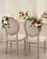 Marsala Wedding Chair Decor In 2020 Wedding Chair Decorations Chair Decorations Wedding Chairs