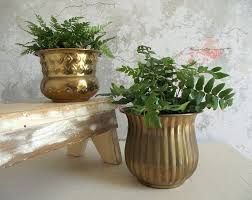 Vintage Brass Planters Pair Of Solid India Brass Pots Tarnished Brass Planter Pots Boho Decor Vintage Home Decor Brass Planter Brass Pot Vintage House