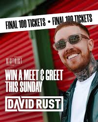 THIS SUNDAY @ DISTRICT : MEET DAVID RUST 🔥 Rusty is back in the Welsh  capital this bank holiday Sunday and we're giving two guests the chance to  meet the man himself,