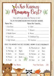 Maybe you would like to learn more about one of these? Woodland Baby Shower Game Cards Who Knows Mommy Best 20 Count Baby Shower Game Cards Baby Shower Fun Baby Shower Woodland Theme