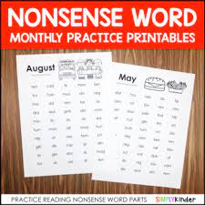 5th grade spelling units (main index) Nonsense Words Monthly Practice Printables By Simply Kinder Tpt