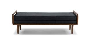This long bench is ideal for an entryway or at the foot of the bed. Black Leather Bedroom Benches Article
