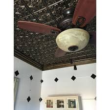 Ceiling fans are enjoying a comeback because they save homeowners money. From Plain To Beautiful In Hours Gothic Reams 2 Ft X 2 Ft Glue Up Pvc Ceiling Tile In Antique Gold 150ag 24x24 The Home Depot