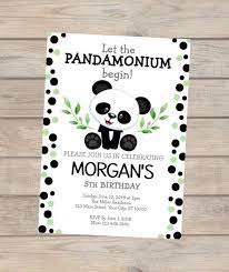 Panda Birthday Invitation Panda Bear Invitation Panda Green Black Polka Dots Invitation Pandamonium Birthday Party Invite Boy Or Girl Panda Baby Shower Invitations Panda Birthday Party Invitations Panda Baby Showers