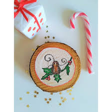 Décorations de table pour noel sur rondin de bois ou cd. Rondin De Bois Peint