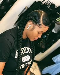 Curve Part Two Braids Goddess Braids Hairstyles Two Braid Hairstyles Feed In Braids Hairstyles