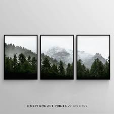 3 Piece Forest Wall Art Print Set Of 3 Forest Landscape Art Green Forest Printable Nature Printable Modern Art Minimalist Misty Decor Forest Wall Art Landscape Art Bedroom Wall Art