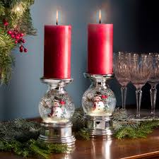 Snowburst Christmas Snow Globe Candle Holder Snowman Haute Decor