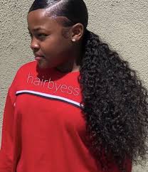 Pin on pinterest and b. Weave Slicked Back Ponytail Curly Hair