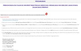 Permohonan melanjutkan pengajian ke timur tengah sesi kemasukan 2020/ 2021 online. Bernama Permohonan Lanjut Pengajian Ke Timur Tengah Boleh Dibuat Mulai Hari Ini