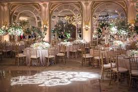 Crystal Ballroom Wedding Reception With Pink White And Green Centerpieces Beverly Hills H Beverly Hills Wedding Beverly Hills Hotel Enchanted Forest Wedding