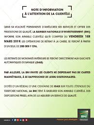 Comment retirer de l'argent en liquide au guichet de sa banque ? Limitation Des Retraits A La Caisse Publications Bni Banque Nationale D Investissement