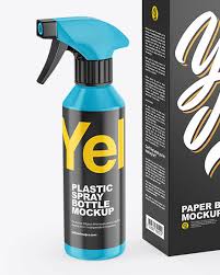 Download Spray Bottle With Paper Box Mockup In Bottle Mockups On Yellow Images Object Mockups PSD Mockup Templates