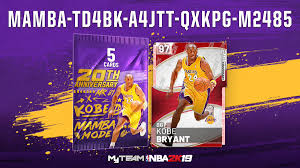 Created by nba2kislifea community for 7 months. Nba 2k21 Myteam On Twitter Mamba Alert Use This Locker Code For A Shot At Kobe S 20th Anniversary Pack With Pd Kobe Inside Also On The Board Are 7 000 Mt And