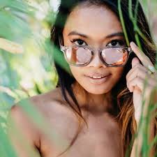 BLENDERS Clear Plastic Rose Gold Champagne Reflective Mirrored Lens  Sunglasses