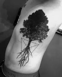 Geometric Ribs Male Cool Tree Tattoos Tree Tattoo Men Tattoos For Guys Tree Tattoo