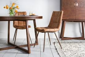 Charles Dining Chair In Brown Set Of Two Dining Chairs Leather Kitchen Chairs Faux Leather Dining Chairs
