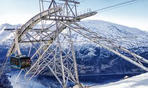 Loen skylift is a spectacular new attraction and adventure arena, at the inner part of the nordfjord, in the heart of fjord norway.a cable car will lift you from the fjord to 1011 m. 45 Atw Loen Skylift References