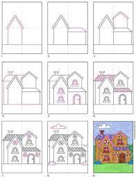 Now you have enough guide lines to draw the steps. How To Draw A Deluxe Gingerbread House Art Projects For Kids