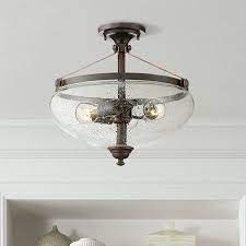 Franklin Iron Works Industrial Rustic Semi Flush Mount Ceiling Light Fixture Oil Rubbed Bronze 15 1 4 Wide 3 Light Glass Bedroom Walmart Com Bronze Ceiling Lights Flush Mount Ceiling Light Fixtures Light