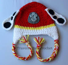 Crochet dog hat large free pattern. Crochet Marshall Paw Patrol Hat And Mittens Traversebaycrochet Com